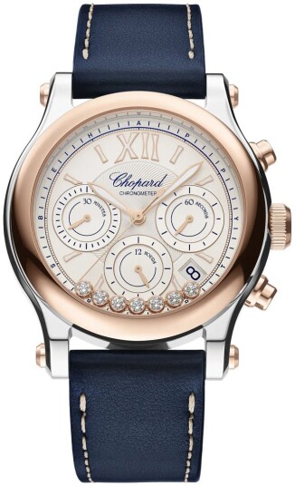 Chopard Dameklokke 278615 6001 Happy Sport Sølvfarget/Lær Ø40 mm