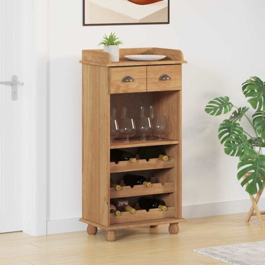 vidaXL Vinskap ASKIM Brun 57 x 37 x 114 cm Heltre furu