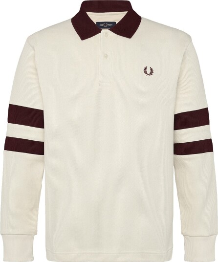 Fred Perry Tippedsleeve Collared Swtshirt Cream XXL