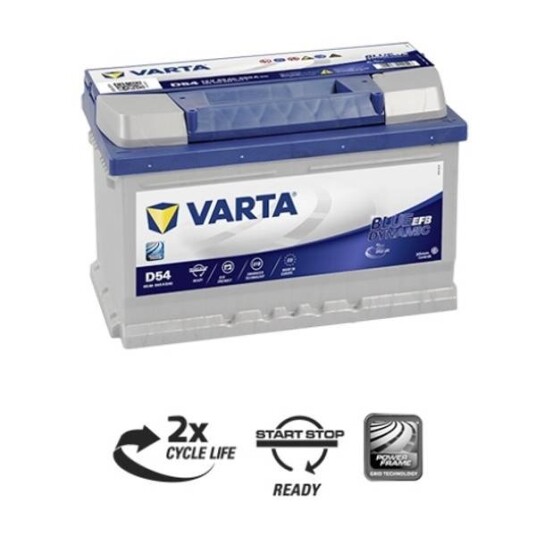 VARTA Blue Dynamic EFB Batteri 12V 65AH 650CCA (278x175x175/175mm) +høyre D54. VARTA Blue Dynamic EFB Batteri 12V 65AH 650CCA (278x175x175/175mm) +høyre D54.