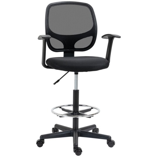 Ergonomisk Kontorstol Skrivebordsstol Svingstol Tegnestol Justerbar Fotring Opptil 120 Kg Sort 60X56X110-132 Cm Ergonomisk Kontorstol Skrivebordsstol Svingstol Tegnestol Justerbar Fotring Opptil 120 Kg Sort 60X56X110-132 Cm