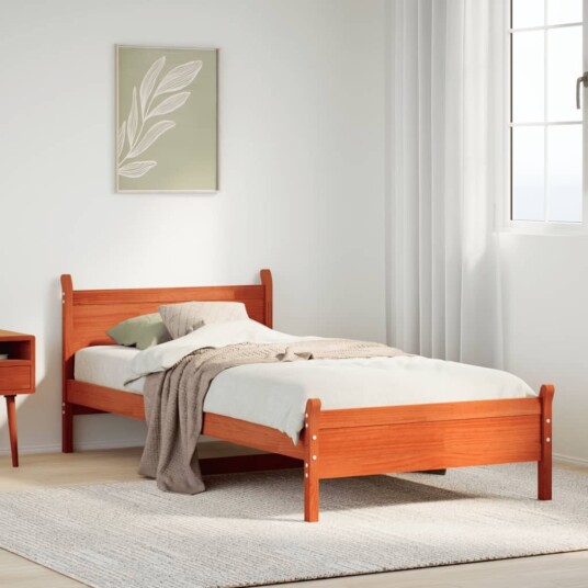 Sengeramme uten madrass voksbrun 100x200 cm heltre furu 8721158396129 Sengeramme uten madrass voksbrun 100x200 cm heltre furu 8721158396129