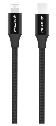 GreyLime Braided USB-C til MFi Lightning Kabel Sort 1 m