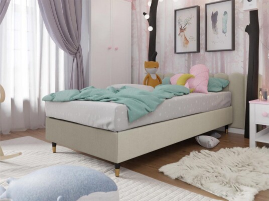 Adeliza Rammeseng 120x200 cm - Fløyel/Beige/Tre/Metall