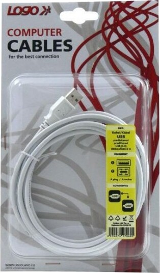 Usb-Kabel Usb-A Til Usb-A 3 M Hvit 17060
