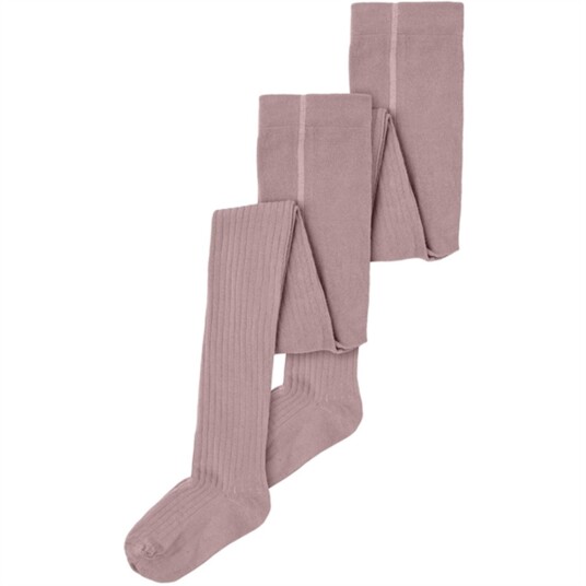 Name It Rib Strømpebukser 2-pakning Woodrose 122-128