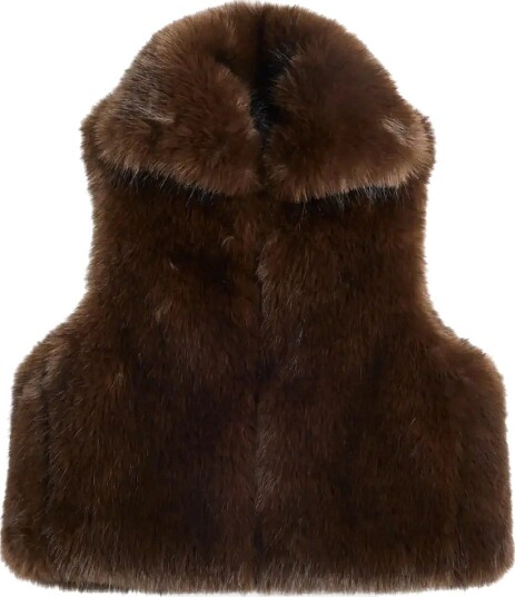 J. Lindeberg Daria Faux Fur Ball Vest SEAL BROWN XS