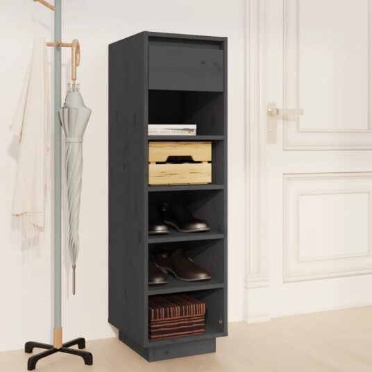 vidaXL Skoskap gr? 34x30x105 cm heltre furu