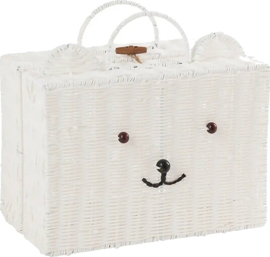 J Line Basket Suitcase Synthetic White Small White One Size