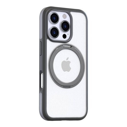 Torras Ostand R Fusion Mobildeksel til iPhone 16 Pro Max Grå med Kickstand