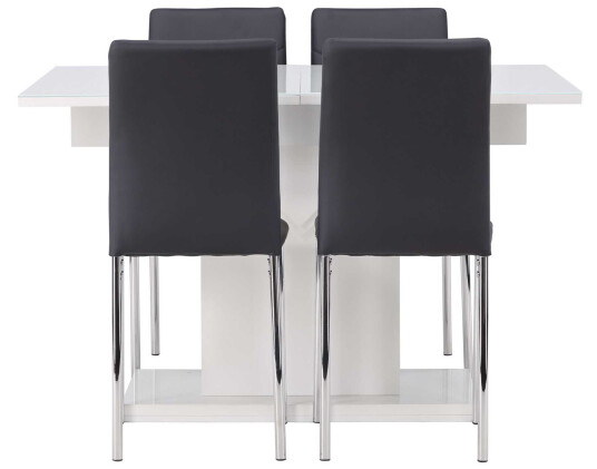 Venture Design Pluto & Lily spisegruppe Svart/hvit 4 stoler & bord 120 x 90 cm