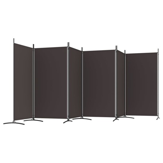 vidaXL Romdeler med 6 paneler brun 520x180 cm stoff