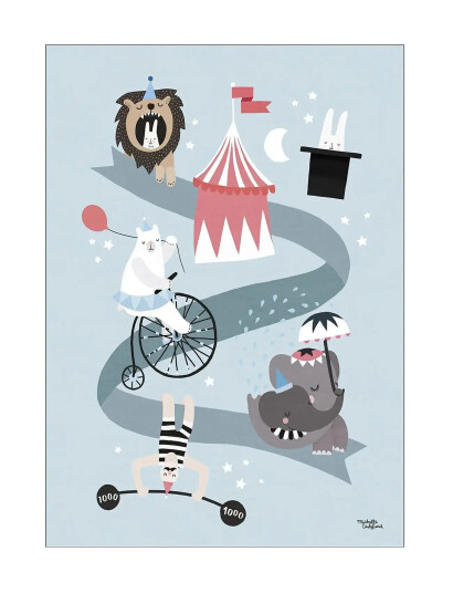 Poster & Frame Michelle Carlslund Kids Circus Friends Blue 30X40CM Poster & Frame Michelle Carlslund Kids Circus Friends Blue 30X40CM