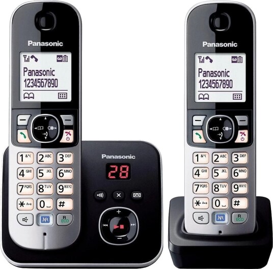 Panasonic KX-TG6822 Trådløs telefon med telefonsvarer og handsfree – 2 håndsett