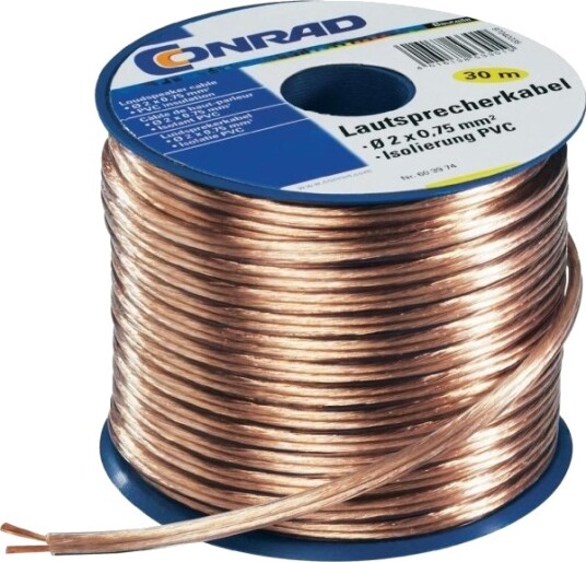 Tru Components Høyttalerkabel 2 X 0,75 Mm² Transparent 30 M