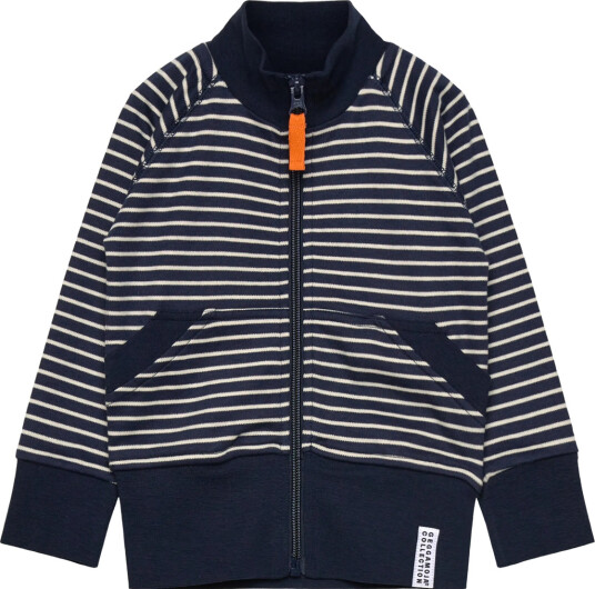 Geggamoja Zip Sweater Navy Beige Stripe - Navy - 74/80