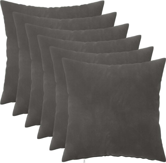 vidaXL Putetrekk 6 pcs HEERLEN Mørkegrå 45 x 45 cm Fløyel