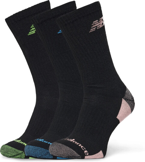 New Balance Performance Cushioned Crew 3 Pack   Black   M