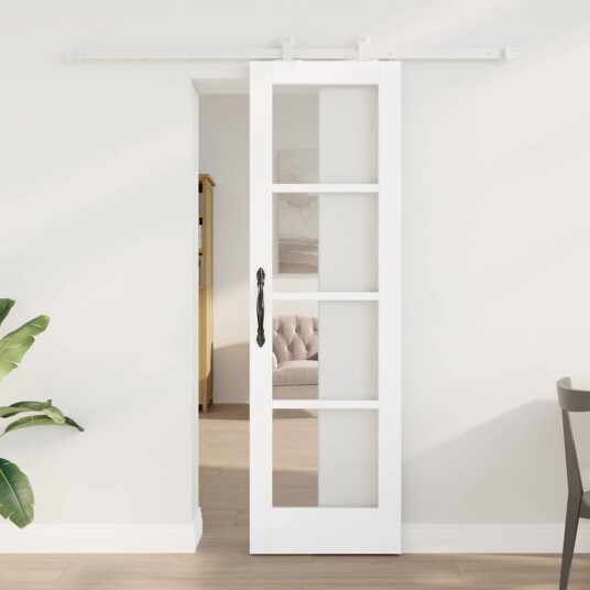 vidaXL Skyvedør med hardware sett 'ORKDAL'Hvit massiv tre & glass