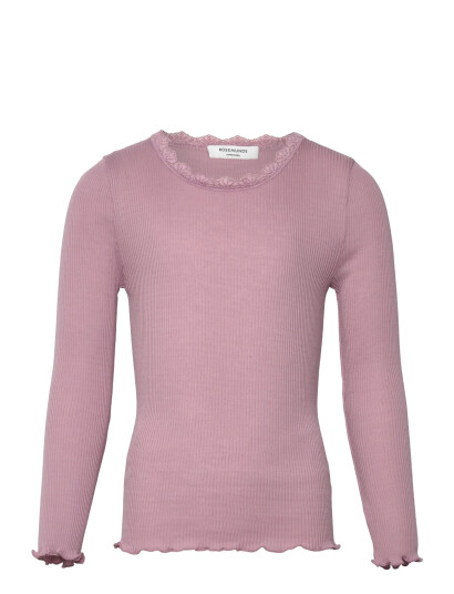 Rosemunde Kids Rkbalta Modal Ls Lace T-Shirt Pink 128