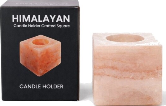 Goodlife himalayan salt candle holder crafted square