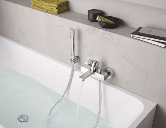 Grohe Lineare ett-greps kar-/dusjbatteri Med hånddusj Krom