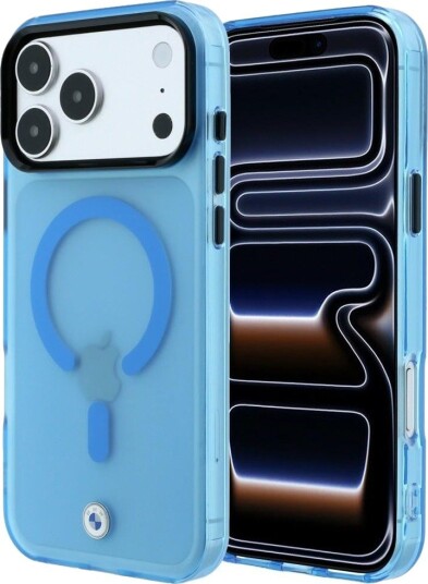 BMW MagSafe-etui til iPhone 18 Pro / 17 Pro – Blå med Frostet IML og Metalllogo