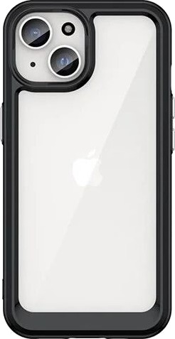 Hurtel Reinforced Case with Flexible Frame for iPhone 15 Plus Outer Space Black