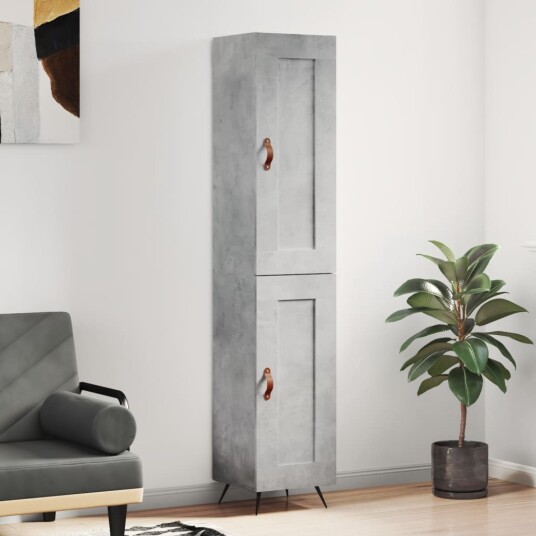 vidaXL Highboard betonggrå 34,5x34x180 cm konstruert tre 8720845498511