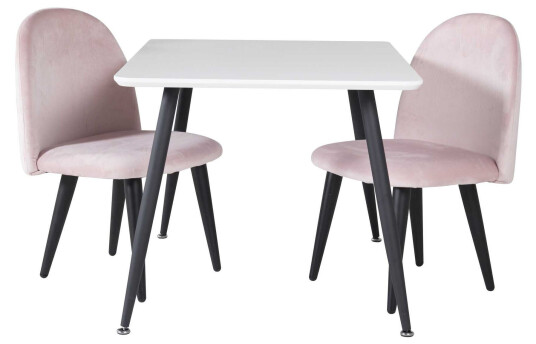Venture Design Polar & Velvet spisegruppe Hvit/rosa 2 st stoler & bord 80 x 60 cm
