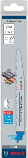 Bosch S1130CF Bajonettsagblad for Metall 225mm - 25 stk Bosch S1130CF Bajonettsagblad for Metall 225mm - 25 stk