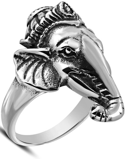 Afrikansk Elefant Sølvfarget Ring i Kirurgisk Stål 59 x 18,80 mm
