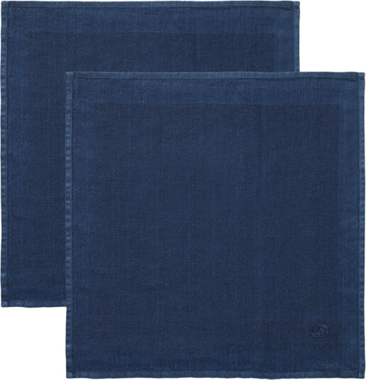 Georg Jensen Damask Plain linservietter 2-pk 45x45 cm dyp blå