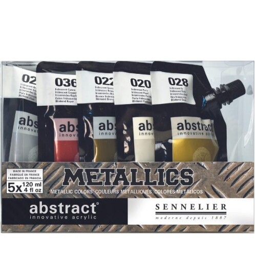 Sennelier Abstract akrylmaling i metalliske farger 5 poser Sennelier Abstract akrylmaling i metalliske farger 5 poser