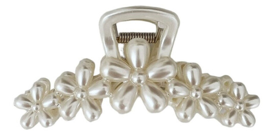 DARK Pearl Hair Claw Floral White