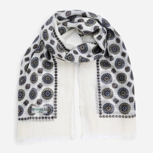 Luigi Borrelli Sciarpa Cashmere White Flower Luigi Borrelli Sciarpa Cashmere White Flower