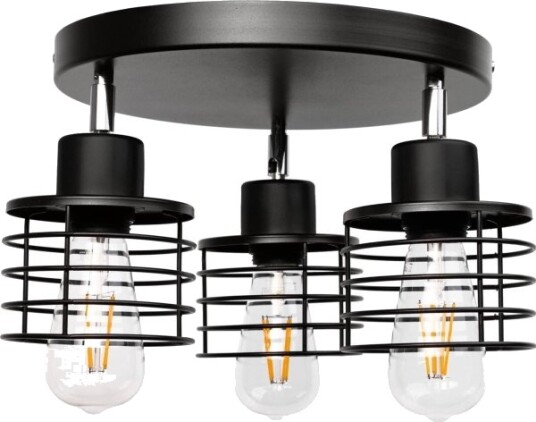 Taklampe Orno Isla Svart Maks 3X60w E27 Rund Sokkel Én Nivå Bevegelige Hoder