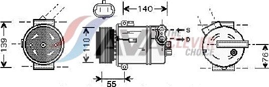 AC-kompressor AVA COOLING SYSTEMS OLAK451 AC-kompressor AVA COOLING SYSTEMS OLAK451