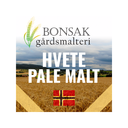 Hvete Pale Malt 25 kg Hel 5-8 EBC - Bonsak Gårdsmalteri