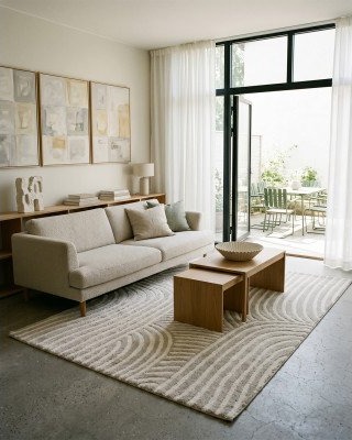 Kilands Graphic beige maskinvevd teppe