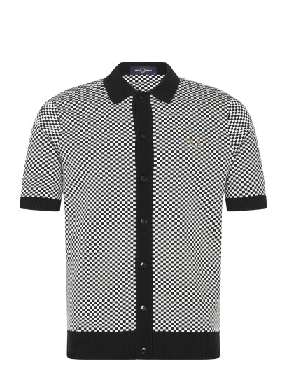 Fred Perry Chequerboard Button Shirt Black L
