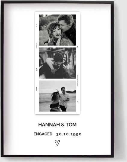 Personalisert Plakat   Svart & Hvit Polaroid Filmstrimmel