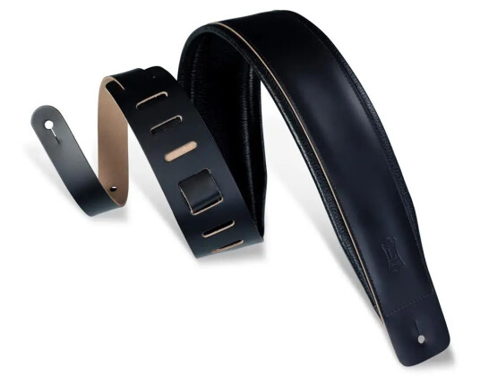 Levys Padded Leather Strap 3"" BK