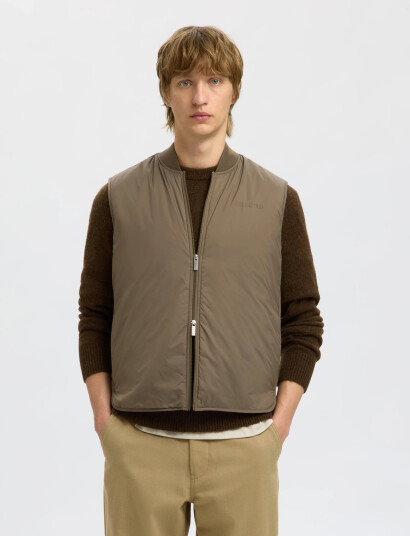 Selected Slhthomas Gilet Noos - Khaki green - XXL