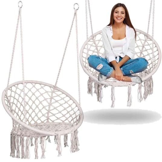 Hengende hage lenestol huske BOHO Beige Hengende hage lenestol huske BOHO Beige