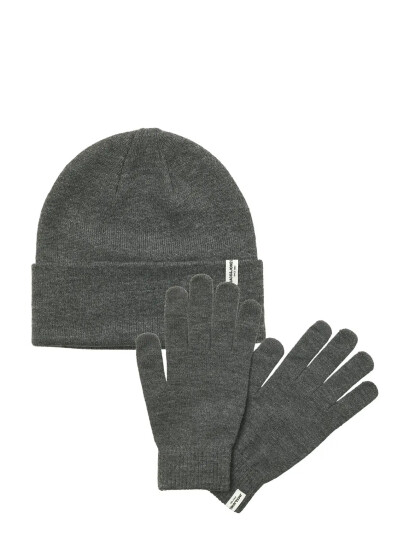 Jack & Jones Jaccooper Beanie And Gloves Giftbox - Grey - ONE SIZE