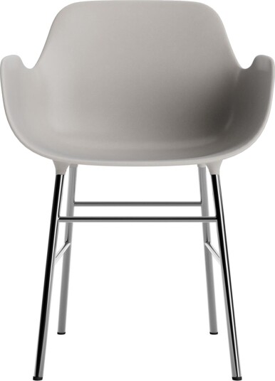 Normann Copenhagen Form Spisestuestol med Armlener Varm Grå/ Krom