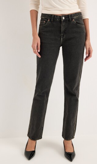 Dr Denim Straw Mid Slim   Black   25 x 32