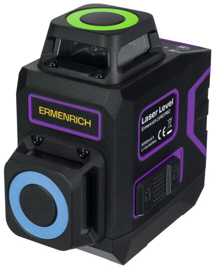 Ermenrich LV40 PRO Krysslaser 8 Grønne Linjer 360 Grader Horisontal 30 m Rekkevidde