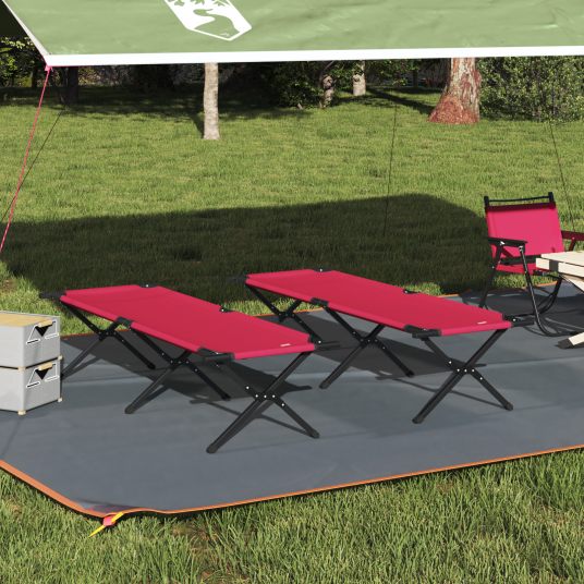 Sammenleggbar camping seng 2 pcs Rød 193 x 69 x 45 cm